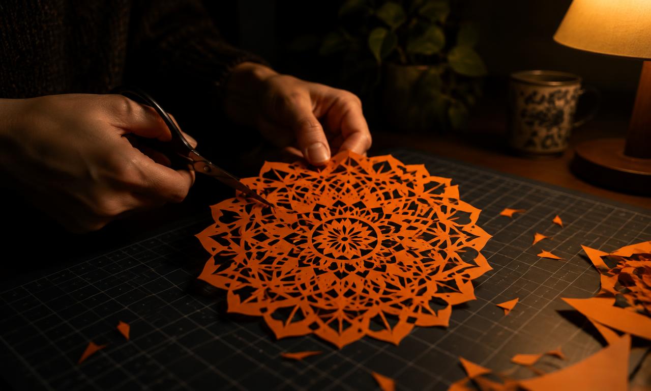 Paper cutting a mandala